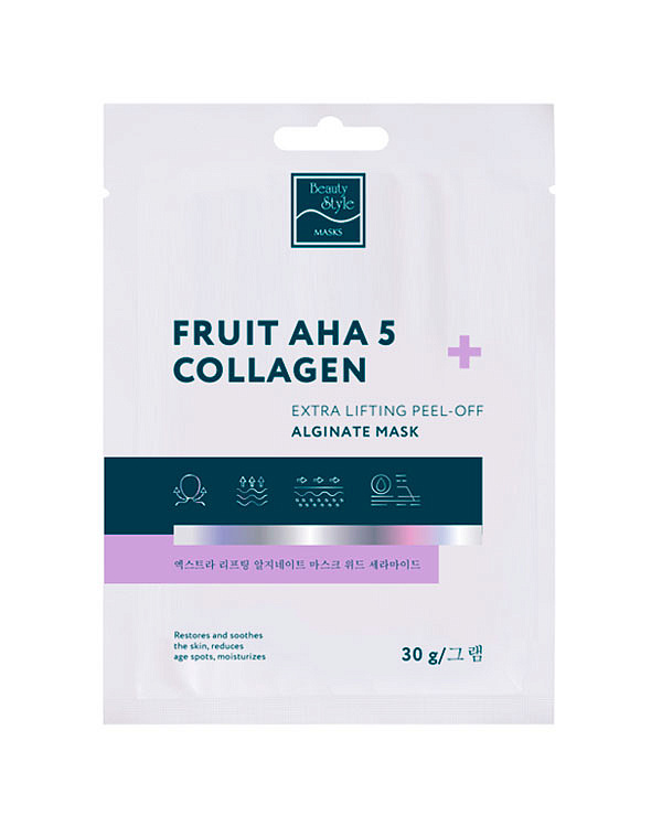 Альгинатная лифтинг-маска «Fruit AHA 5 + Collagen», Beauty Stylе (обновление, сужение пор, жирная), 30 гр*10 шт. 3