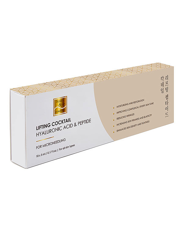 Лифтинговый пептидный коктейль с гиалуроновой кислотой для дермароллера, Beauty Style, 5 мл*10 шт. 1