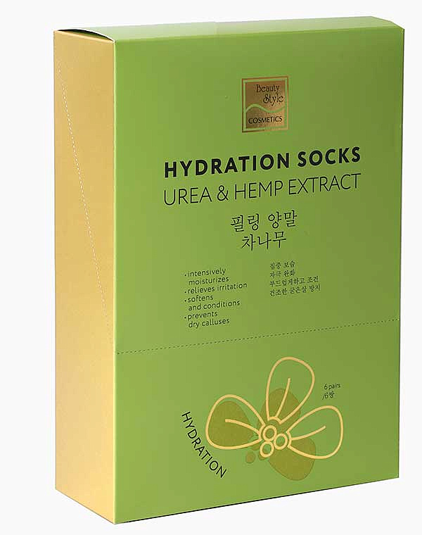 Носочки увлажняющие для педикюра «UREA & HEMP EXTRACT» (6 пар) Beauty Style 3