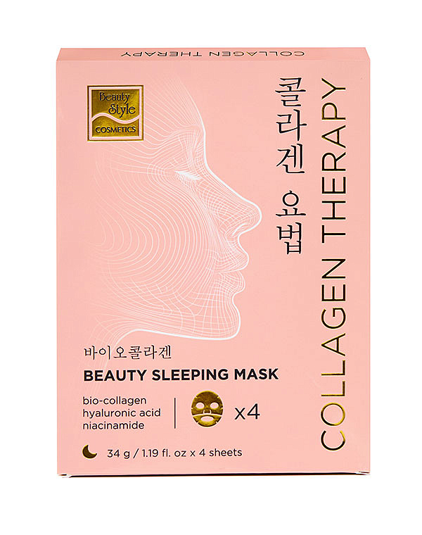 Ночная маска для лица с био-коллагеном BioCollagen Night Glow, Beauty Style, 4 шт. 1