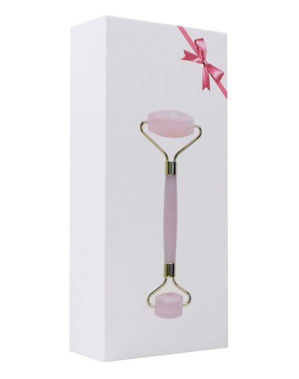 Набор: роллер-массажер для лица + кристалл для массажа Гуаша из натурального розового кварца, Beauty Style 4