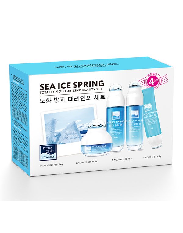 Набор увлажняющих средств с морскими минералами, гиалуроновой кислотой и церамидами «Sea Ice Spring» 4 шага, Beauty Style 2