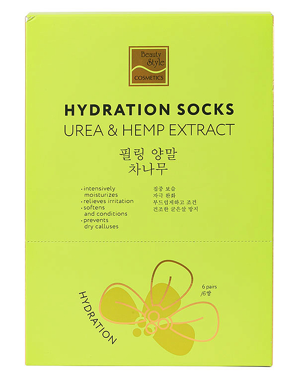 Носочки увлажняющие для педикюра «UREA & HEMP EXTRACT» (6 пар) Beauty Style 4