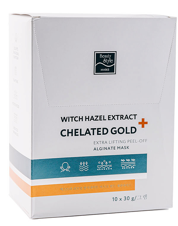 Альгинатная лифтинг-маска "Witch hazel extract + Chelated gold" 30 гр*10 шт Beauty Stylе 1